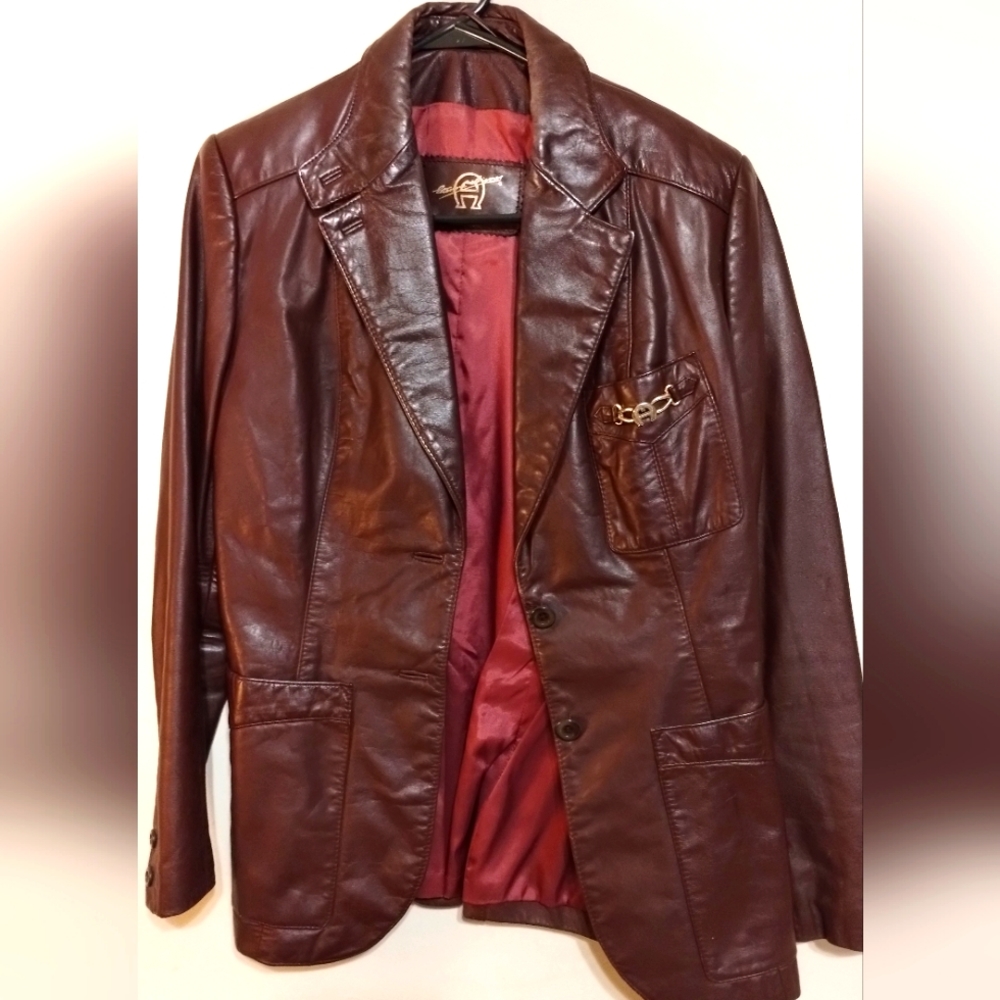 Vintage Etienne Aigner Burgundy Leather Jacket